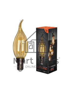 Лампа светодиодная филаментная Rexant Свеча на ветру CN37 9.5 Вт 950 Лм 2400K E14 золотистая колба
