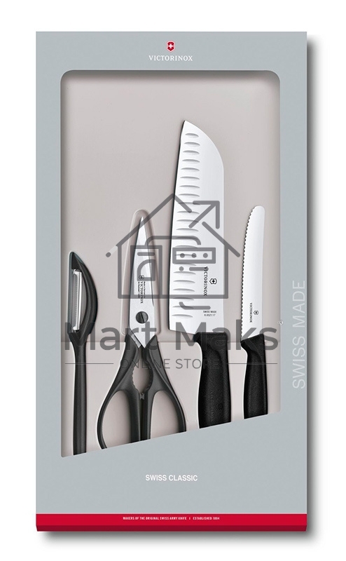Набор ножей кухонных Victorinox Swiss Classic Kitchen (6.7133.4G) компл.:4шт черный подар.коробка
