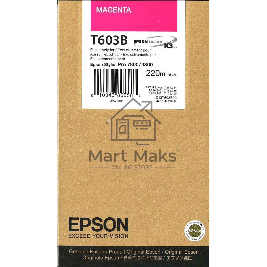 Картридж струйный Epson C13T603B00 пурпурный (220 мл) для Epson St Pro 7800/9800