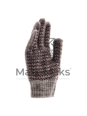 Перчатки трикотажные усиленные, гелевое ПВХ-покрытие, 7 класс, бело-серый меланж, Россия Сибртех