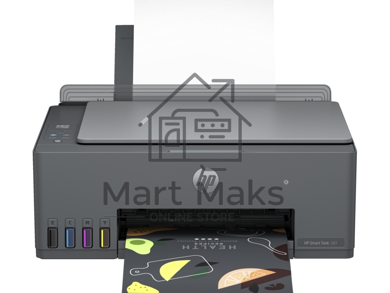 МФУ струйный HP Smart Tank 581 AiO (4A8D4A), A4, цветной, печ. до 22 стр/мин. (ч/б) до 16 стр/мин. (цвет), 1200 x 1200 dpi, USB, Wi-Fi, Air Print, Mopria