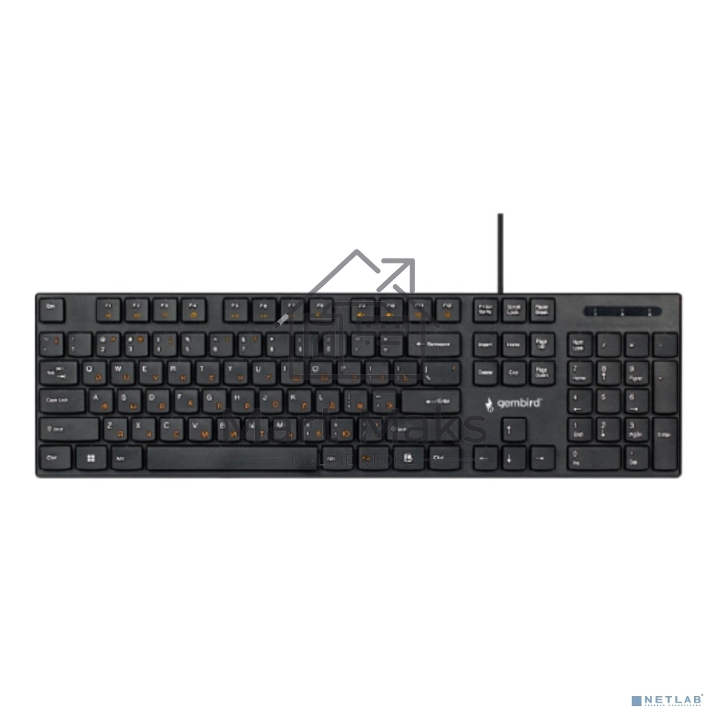 Клавиатура проводная Gembird KB-250, полноразмерная, 104кл, 12Fn, 1.8м, черная