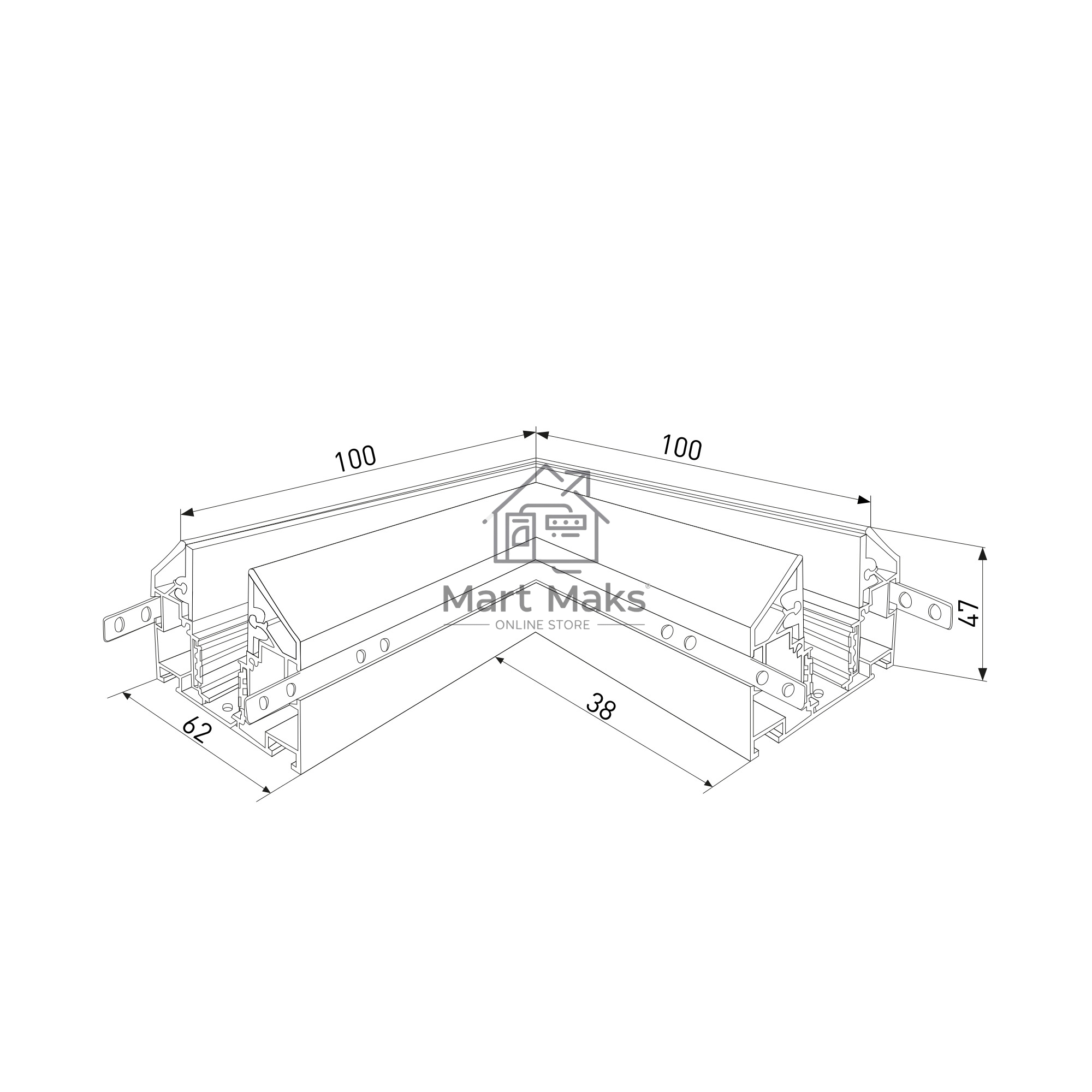 Slim Magnetic Коннектор угловой внутренний для шинопровода в натяжной потолок 85204/00 (черный) 85205/00