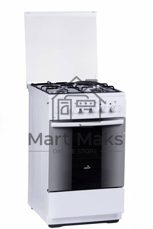 Плита комбинированная Flama RK 23-121 W белый, конфорок 3 газовых и 1 электрическая, духовка 50 л, 50 см x 85 см x 60 см