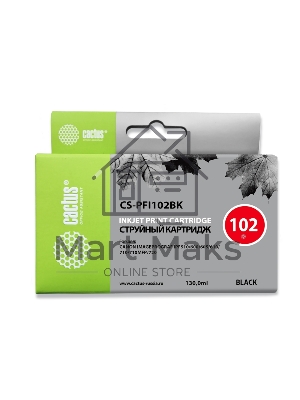 Картридж струйный Cactus CS-PFI102BK черный (130мл) для Canon iPF500/iPF600/iPF700/MFP M40/iPF765/LP17/LP24