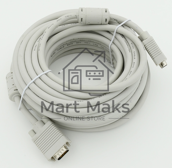 Кабель VGA DB15 (m)/DB15 (m) 15м феррит.кольца