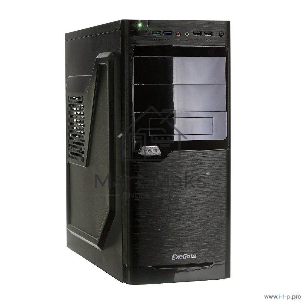 Компьютерный корпус Miditower ExeGate XP-330U EX272731RUSMiditowerXP-330U Black, ATX, <без БП>, 2*USB+2*USB3.0, Audio