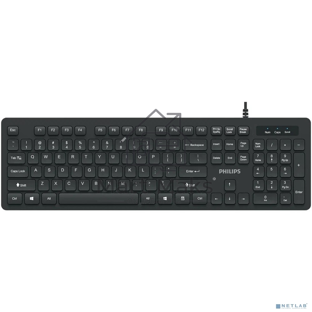 Проводная клавиатура Philips SPK6264, USB 2.0 104 клав, русская заводская раскладка, черный