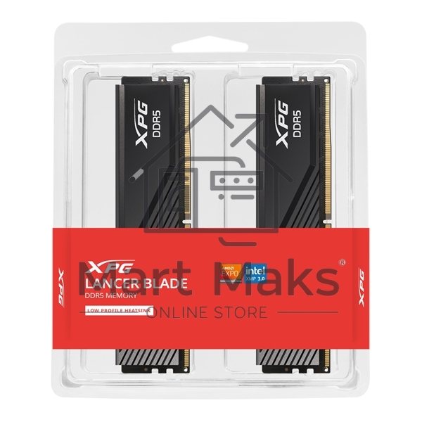 Оперативная память XPG Lancer Blade Black, DDR5, 32GB (2x16GB), 6000MHz, CL34, DIMM, с радиатором, черный