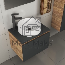 Комплект для ванной, 4 предмета (тумба Bau 60, графит + раковина BAU Dream D41 + смеситель Hotel Black, выпуск клик-клак, черный)