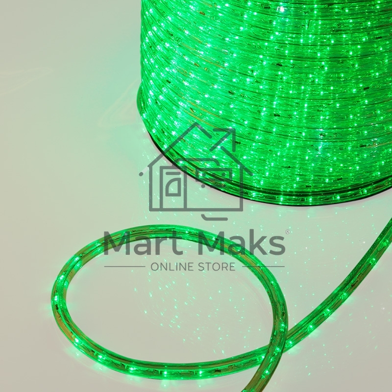 Дюралайт LED, свечение с динамикой (3W) - зеленый, 36 LED/м, бухта 100м