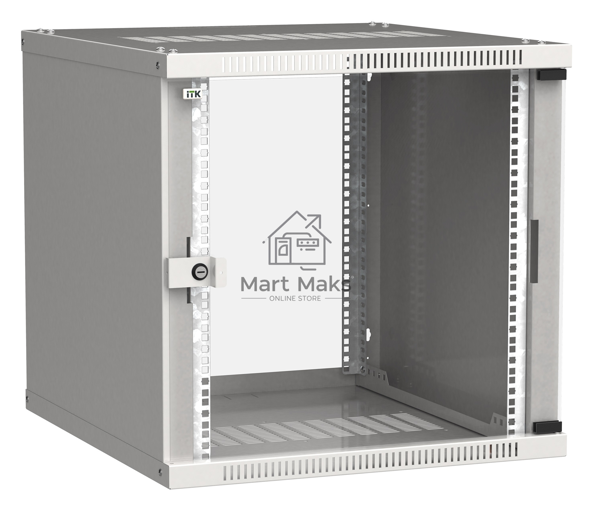 Шкаф LINEA WE 9U 600x600мм дверь стекло серый ITK