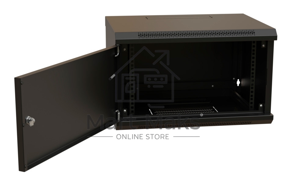 Шкаф коммутационный WRline (WR-TW-0666-SR-RAL9004) настенный 6U 600x600мм пер.дв.металл 2 бок.пан. 60кг черный 520мм 367мм IP20 сталь