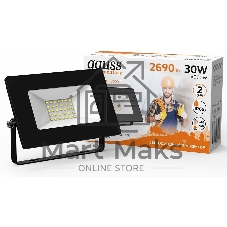Прожектор светодиодный GAUSS 613527130 LED 30W 2000lm IP65 3000К черный 1/60