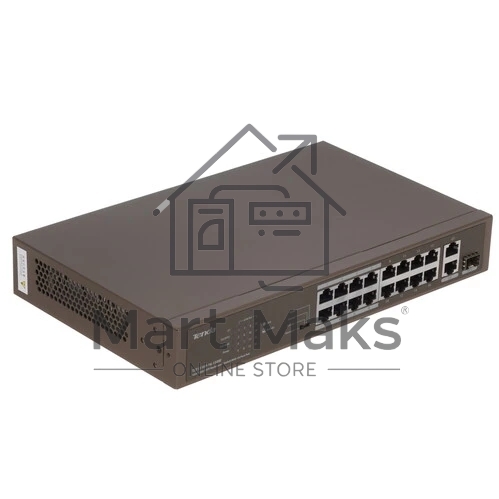 Коммутатор неуправляемый IP-COM F1118P-16-150W PoE, 18 портов, 18х100 Мбит/с, 2x1 Гбит/с, PoE 16х30 Вт (до 130Вт)