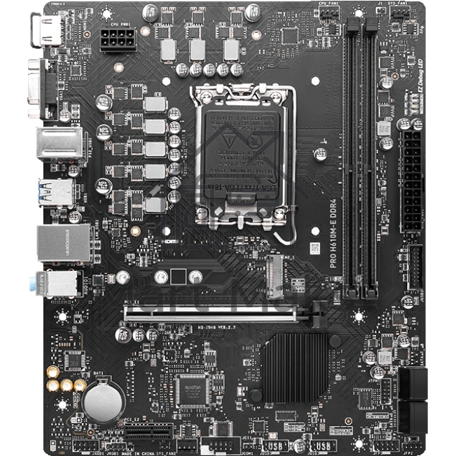 Материнская плата MSI PRO H610M-E DDR4, LGA 1700, Intel H610, 2xDDR4, 4xSATA, 1xM.2, 1xPCIe 4.0 x16, 1xPCIe 4.0 x1, 1xHDMI, 1xVGA, 1xRJ45 1Gb, 2xUSB-A 3.2 Gen 1, 4xUSB-A 2.0, 3x3.5мм, 7.1, mATX