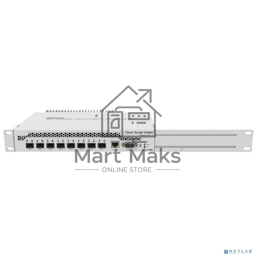 Коммутатор MikroTik CRS309-1G-8S+IN 8 SFP+, dual-core 800MHz CPU, 512MB RAM, POE, RS232 serial port