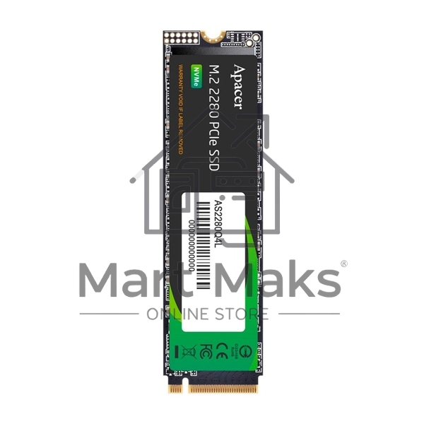 Накопитель SSD Apacer AS2280Q4L, 256Gb, M.2 2280, PCIe Gen4x4, NVMe 1.4, R/W 3300/1300