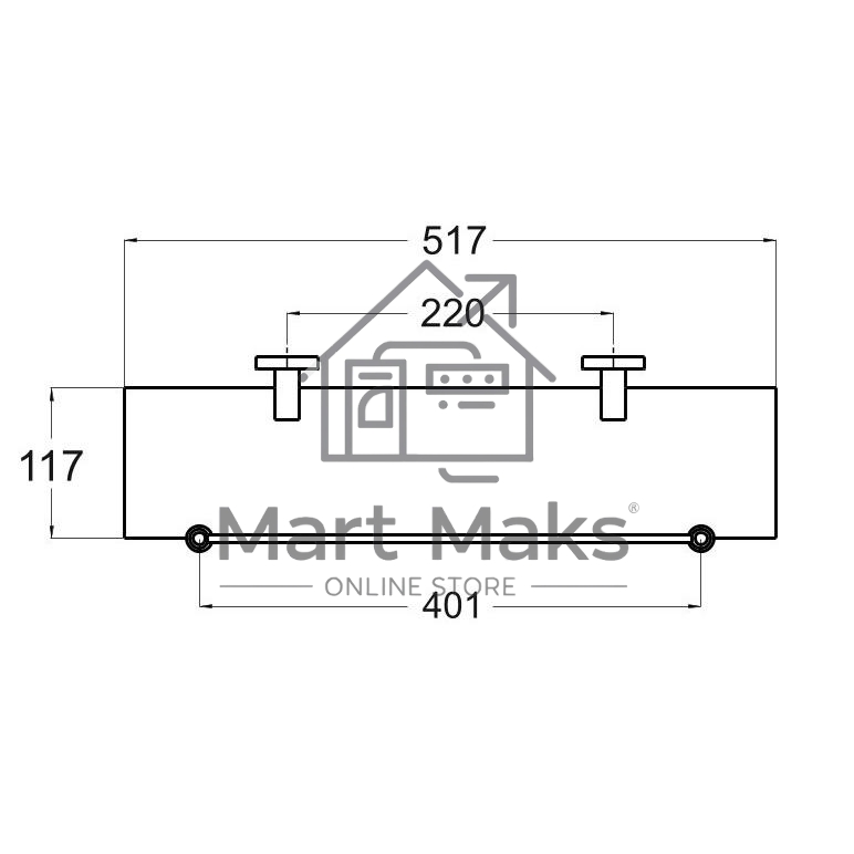 A8020 Полка стеклянная 52см*12см