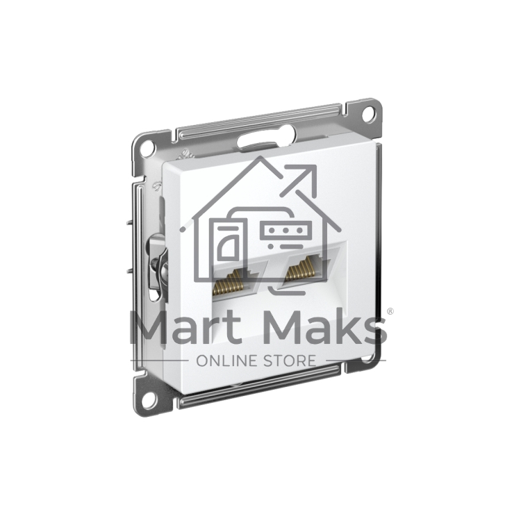 Розетка компьютерная двойная AtlasDesign компьютерная RJ45+RJ45 кат.5Е механизм лотос SE ATN001385