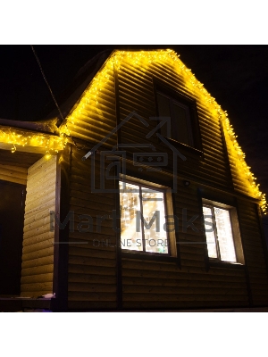Гирлянда Neon-night Айсикл (бахрома) светодиодный, 4,8 х 0,6 м, прозрачный провод, 230 В, диоды желтые, 176 LED