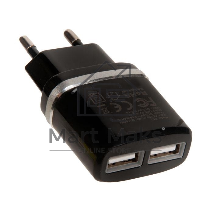 Зарядное устройство C12 Smart dual USB charger, черный