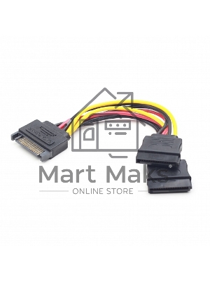 Кабель питания SATA Cablexpert CC-SATAM2F-01, 15pin (M)/2x15pin(F), на 2 SATA устр, 15см