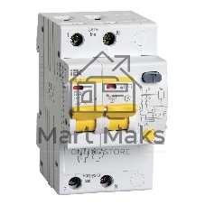 Выключатель автоматический дифференциального тока 2п C 40А 30мА тип AC 4.5кА АД-12 IEK MAD10-2-040-C-030