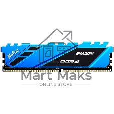 Оперативная память NETAC Shadow, DDR4, 8GB (1x8GB), 3600MHz, CL18, DIMM, с радиаторами, синий