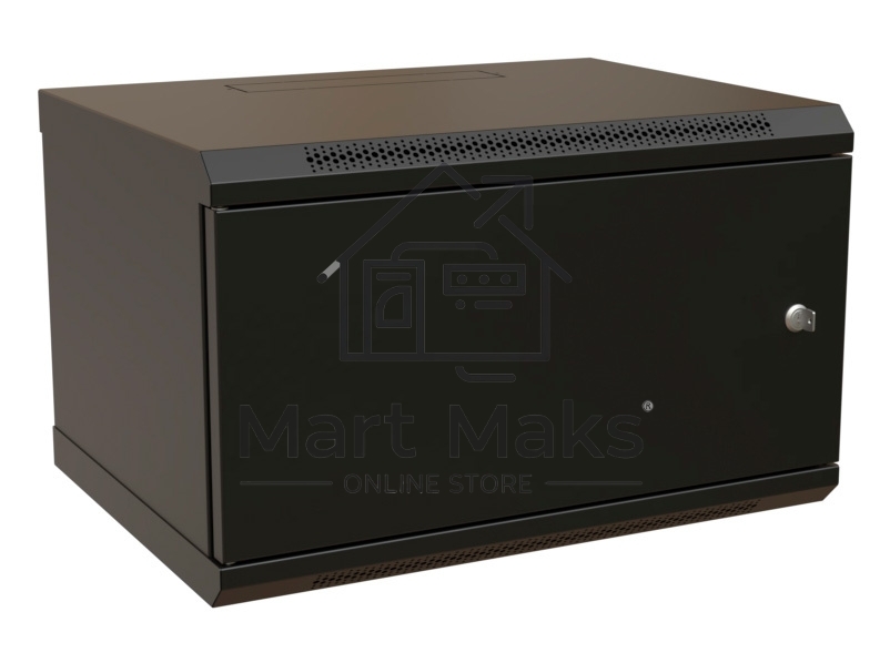 Шкаф коммутационный WRline (WR-TW-0945-SR-RAL9004) настенный 9U 600x450мм пер.дв.металл 2 бок.пан. 60кг черный 370мм 500мм IP20 сталь