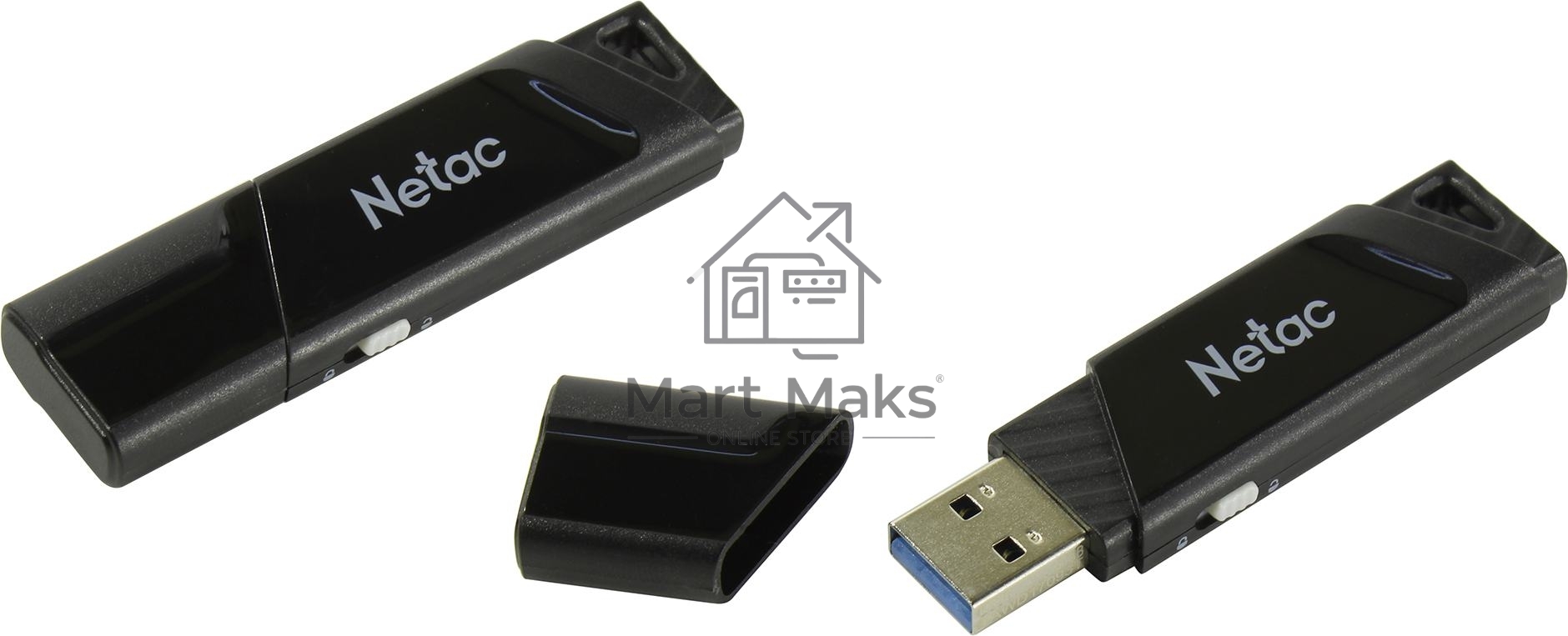 Флешка USB R/W R/W Netac U336S NT03U336S-032G-30BK, 32Gb, USB3.0, пластиковая с защитой от записи