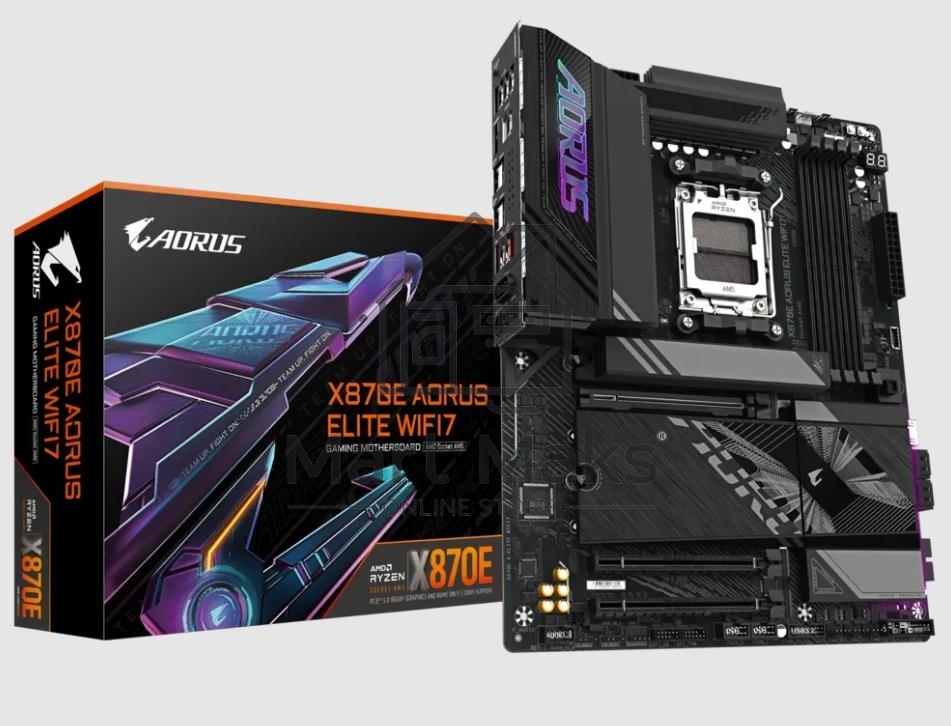 Материнская плата Gigabyte X870E AORUS ELITE WIFI7, AM5, AMD X870E, 4xDDR5, 4xSATA, 4xM.2, 1xPCI-E 5.0 x16, 1xPCI-E 4.0 x4, 1xPCI-E 3.0 x4, 1xHDMI, 1x 2.5Gb LAN, 4xUSB-A 3.2 Gen 1, 2xUSB-A 3.2 Gen 2, 4xUSB-A 2.0, 2xUSB-C 4.0, 2x3.5 мм, 7.1, ATX