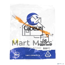 Шнур комм. Cabeus, кат. 5е, неэкр., U/UTP, RJ45/RJ45, LSZH, AWG24 0.15м, оранжевый