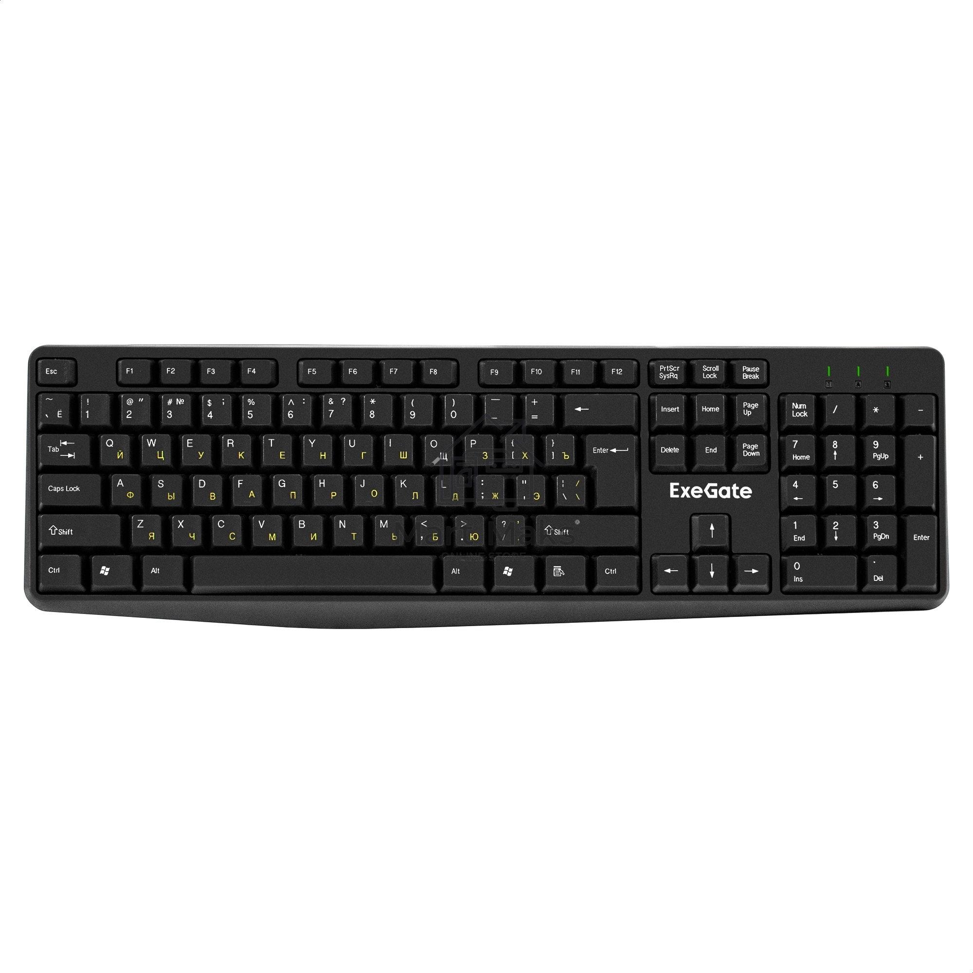 Клавиатура проводная ExeGate EX298364RUS Smart K120 (USB, полноразмерная, влагозащищенная, 104кл., Enter большой, длина кабеля 1,6м, черная, RTL)