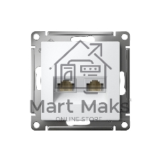 Розетка компьютерная двойная AtlasDesign компьютерная RJ45+RJ45 кат.5Е механизм лотос SE ATN001385