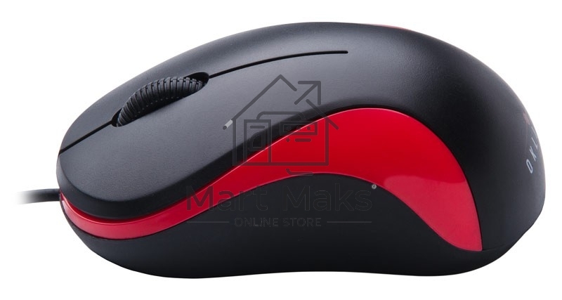 Мышь проводная Oklick 115S черный/красный, 1200 dpi, USB, кнопки - 3