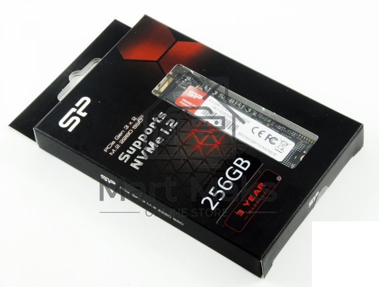 Накопитель SSD Silicon Power M-Series, 256Gb, PCIe 3.0 x4, M.2 2280, NVMe, R/W 2200/1600