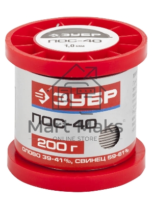 Припой Зубр, ПОС 40, проволока, 200г, 1мм 55451-200-10
