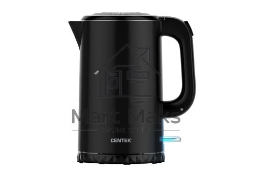 Чайник электрический Centek CT-0020 черный металл 1.7л, 2200W, бесшовная колба, двойные стенки