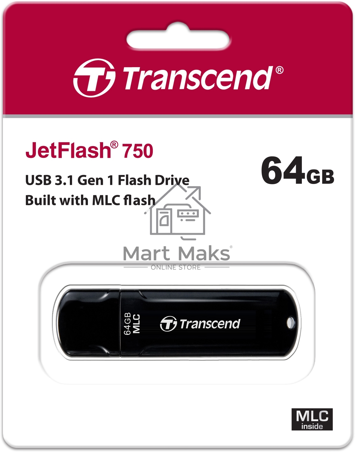 Флешка USB R/W Transcend USB Drive 64Gb JetFlash 750 TS64GJF750K USB 3.0