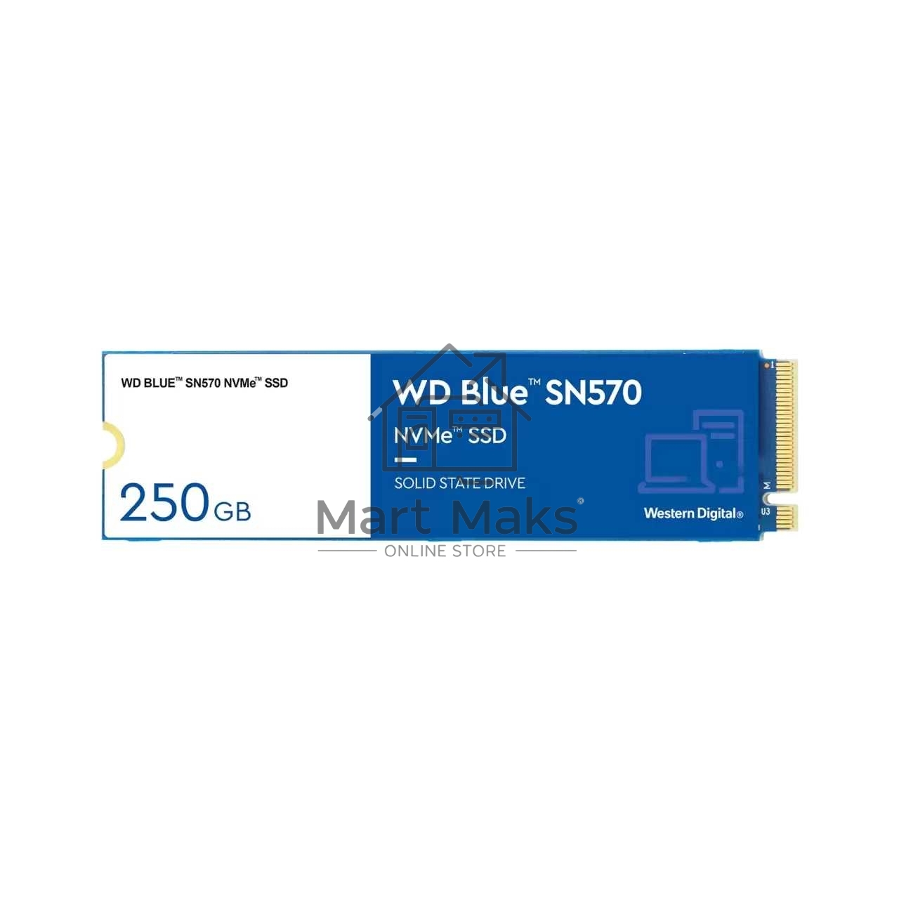 Накопитель SSD WD Blue SN570 WDS250G3B0C, 250Gb, PCIe 3.0 x4, M.2 2280, NVMe, R/W 3300/1200