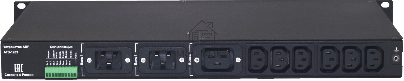 Автоматический ввод резерва Elemy ATS-1203/16/S/E/DO, 1U, 220B, 16A, Ethernet, Digital Output, in (2) C20, out (1) C19 (6) C13