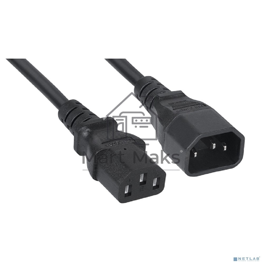 Кабель питания сист.блок-монитор Cablexpert PC-189-VDE-5M, 5м, C13-C14, VDE, 10А, Сечение провода: 0,75 мм2, черный, с заземлением