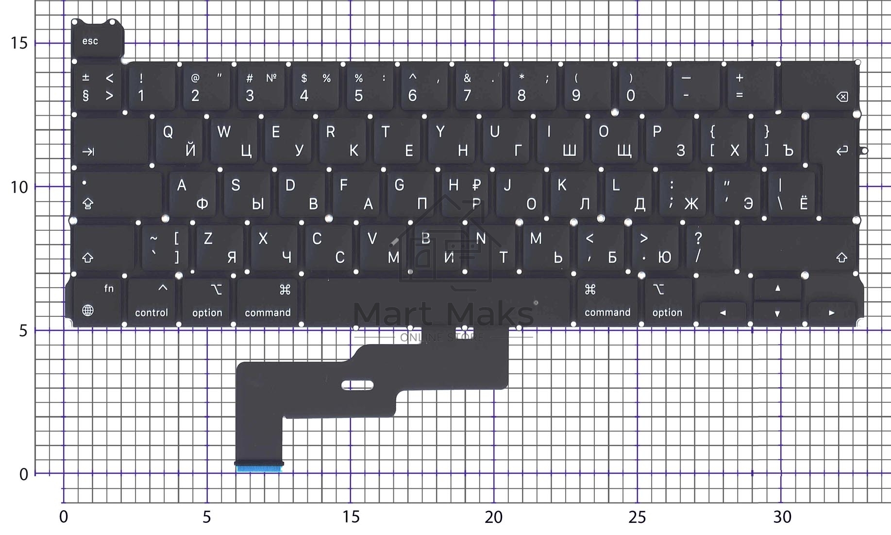 Клавиатура для ноутбука Apple MacBook Pro M1 A2338 Г-образный Enter