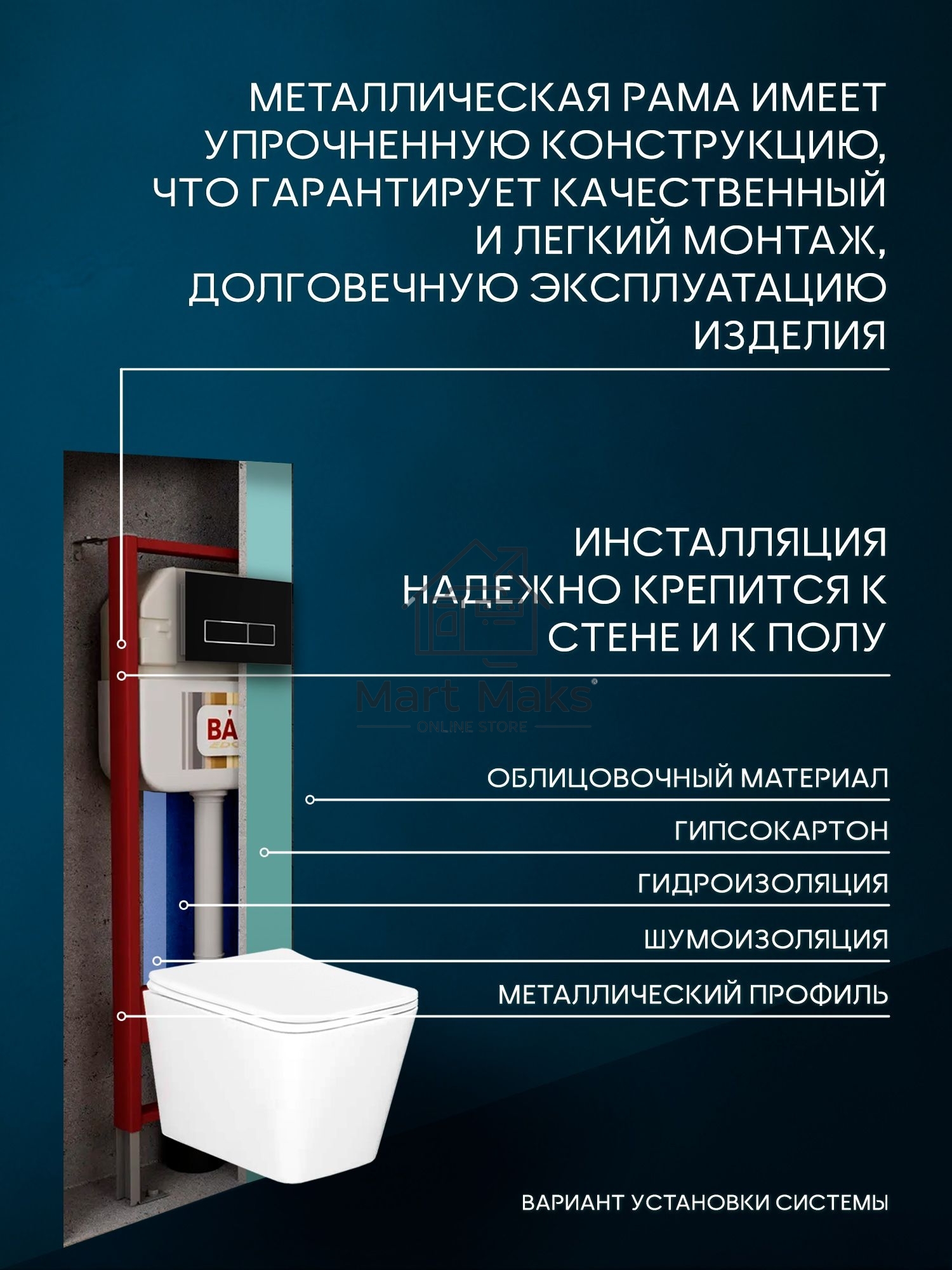 Комплект BAU 6 в 1: рамная инсталляция BAU NEO 45 для подвесного унитаза,унитаз подвесной безободковый Bau Stil, быстросъемное сиденье дюропласт микролифт, клавиша смыва BAU Pulse, черная матовая/вставка хром