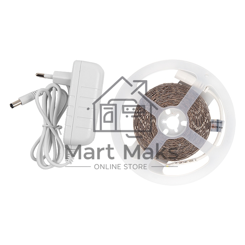 Лента светодиодная GLS-2835-60-4.8-12-IP20-PRO-3-5-KIT готовый комплект 5м с адаптером
