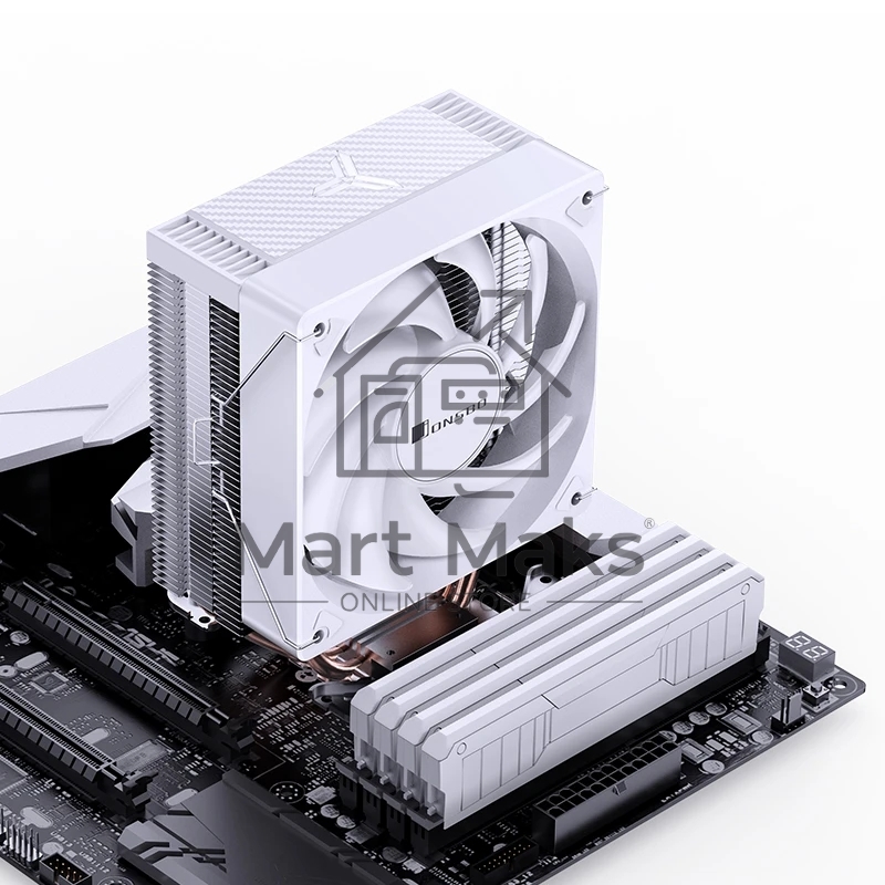 Кулер для процессора JONSBO CR-1000E (210W, 4-pin PWM, 154mm, Al/Cu, 4x6mm, FRGb, 1x120mm, 59.48CFM, 32.0dBA, 1500RPM, S: 1700/1200/115X, White)