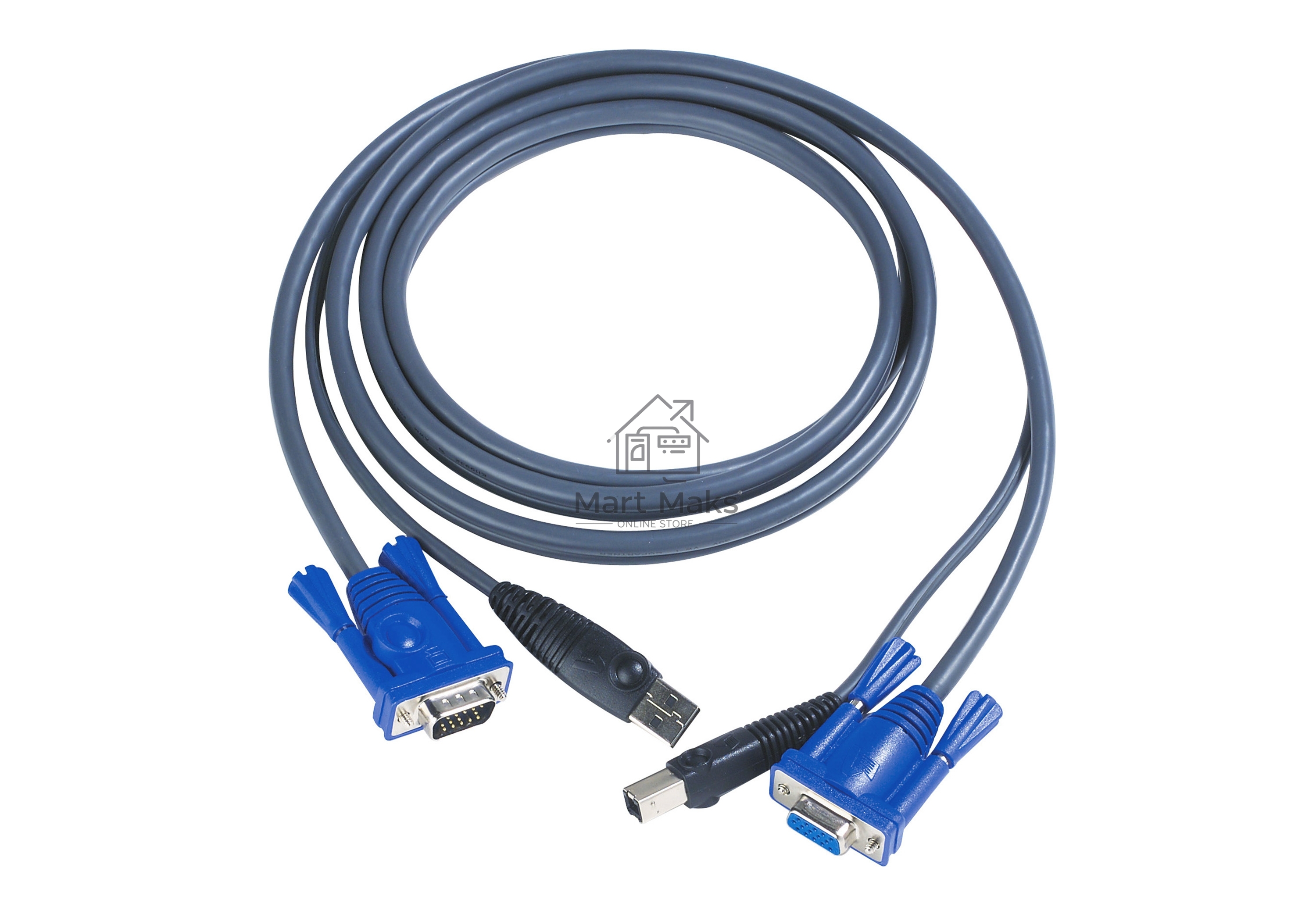 Кабель KVM U(Kлав+мышь)(Male)+HDB15(Female) PS/2(Kлав+мышь)(Male)+HDB15(Male) 3м., черный/ CABLE HD15M/USB A-HD15F/USB B 3M
