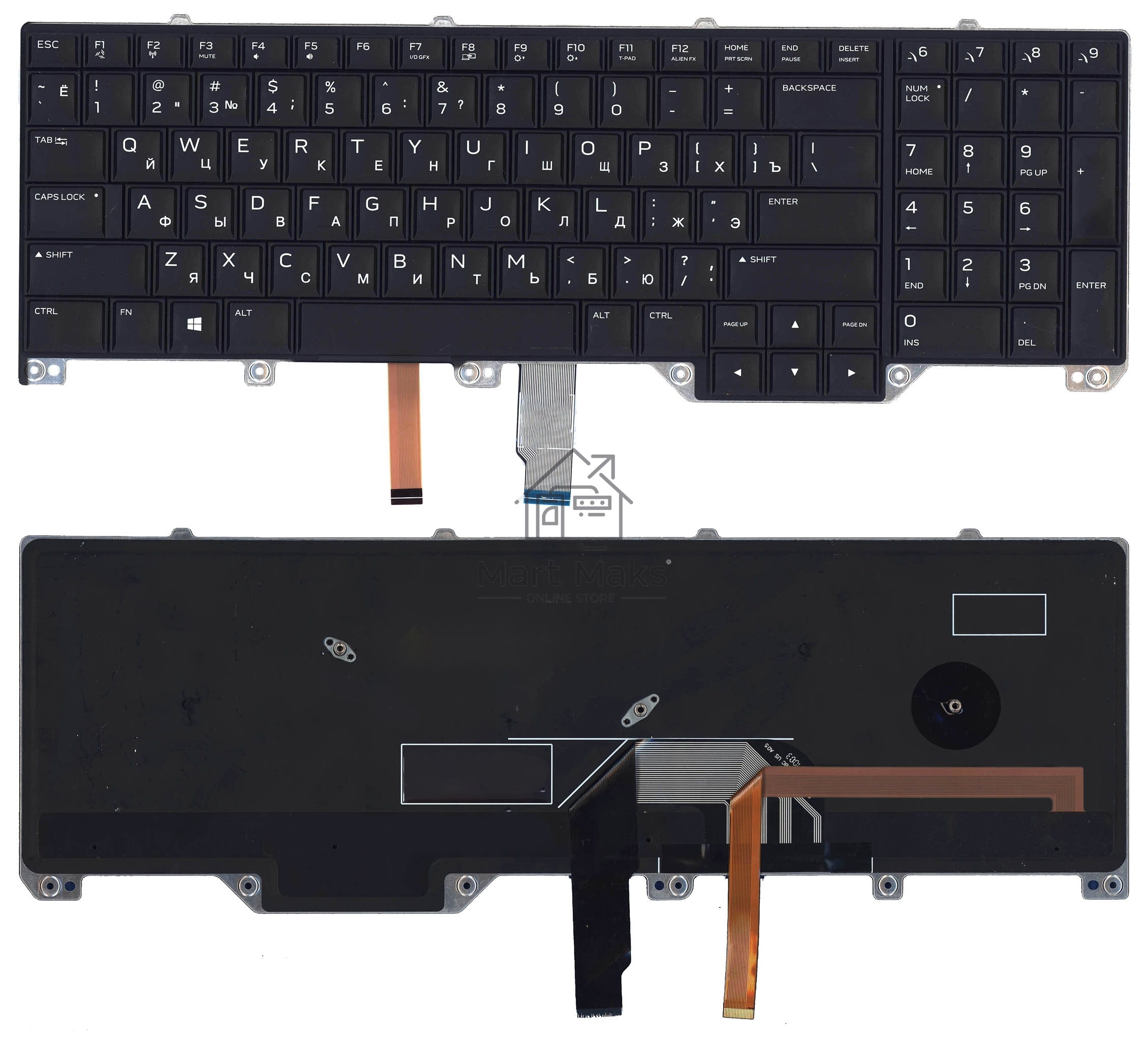 Клавиатура для ноутбука Dell Alienware 17 R4 черная с подсветкой