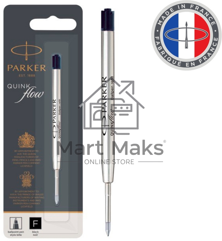 Стержень шариковый Parker QuinkFlow Z08 (CW1950367) F 0.8мм, черные чернила, блистер